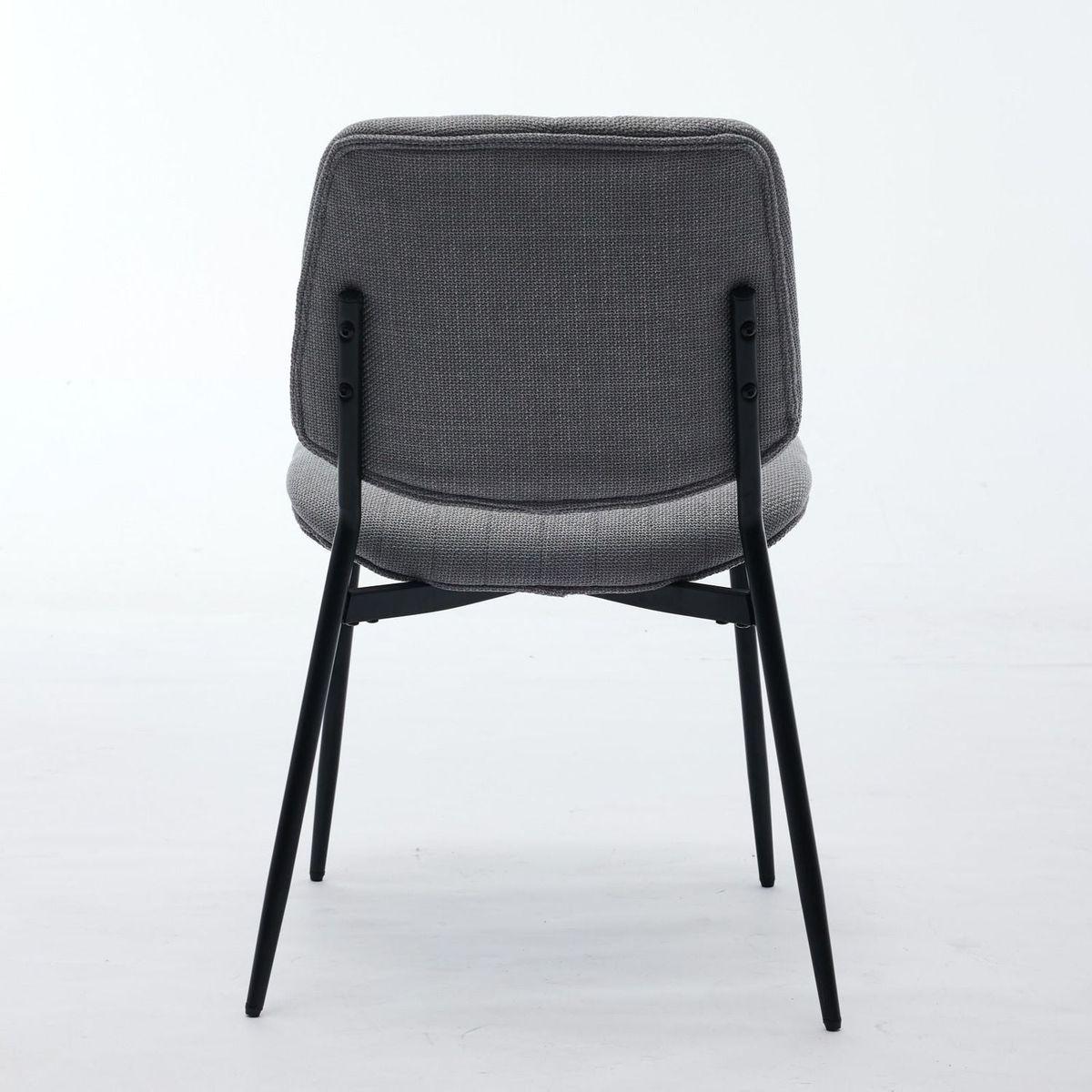 Dining Chairs Set of 2 Modern Retro Linen Chair with Bentwood Back Upholstered Seat Metal Legs Adjustable Foot for Kitchen Dining Room Chairs(Gray Linen)