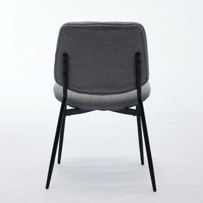 Dining Chairs Set of 2 Modern Retro Linen Chair with Bentwood Back Upholstered Seat Metal Legs Adjustable Foot for Kitchen Dining Room Chairs(Gray Linen)