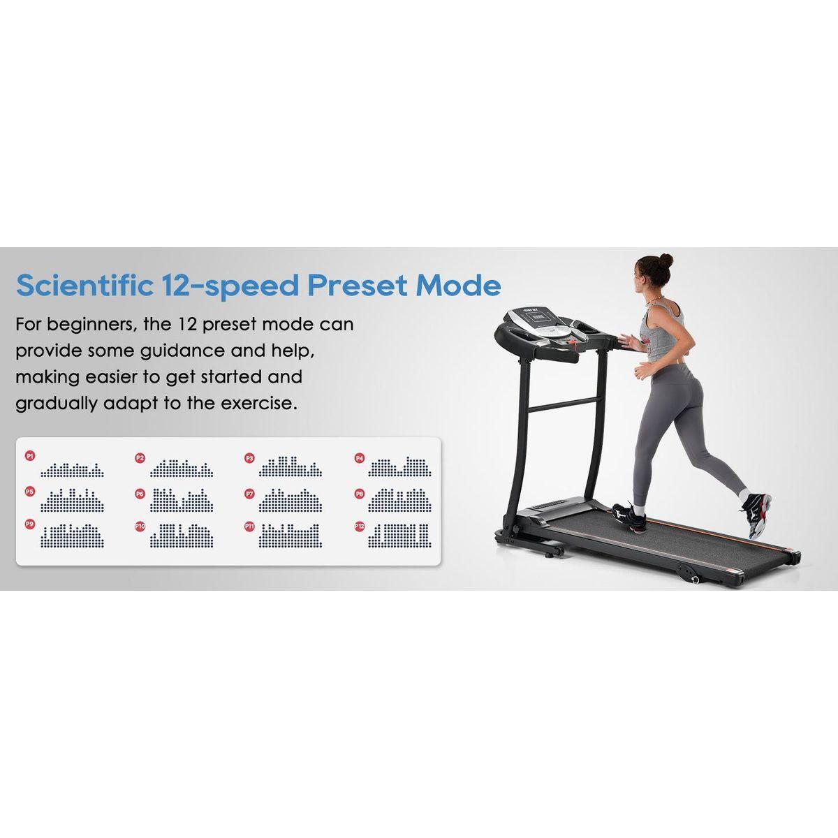 NEW Home Folding Treadmill with Pulse Sensor, 2.5 HP Quiet Brushless Motor, 7.5 MPH, 300LBS Weight Capacity Walking Jogging Machine with 3 Level Incline 12 Preset Programs for Home Gym