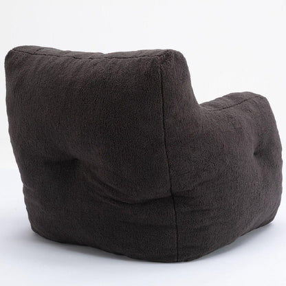 Soft Teddy Fabric Tufted Foam Bean Bag Chair With Teddy Fabric Dark Gray