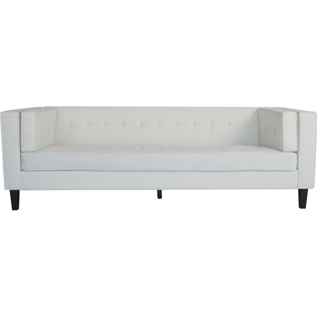 3-Seater Sofa, Upholstered Tufted Coach, Velvet Sofa, Ivory White