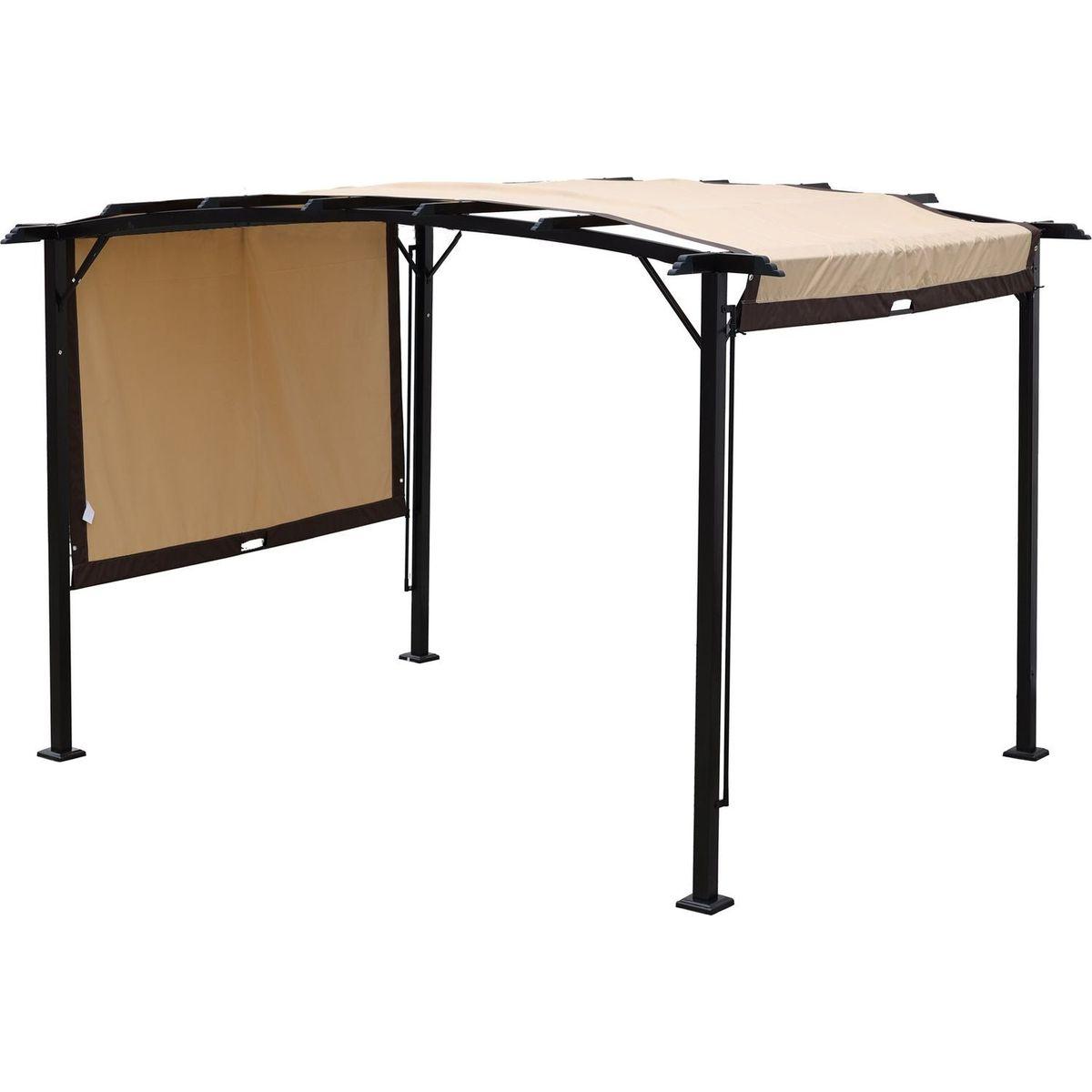 12 x 9 Ft Outdoor Pergola Patio Gazebo,Retractable Shade Canopy,Steel Frame Grape Gazebo,Sunshelter Pergola for Gardens,Terraces,Backyard-Beige