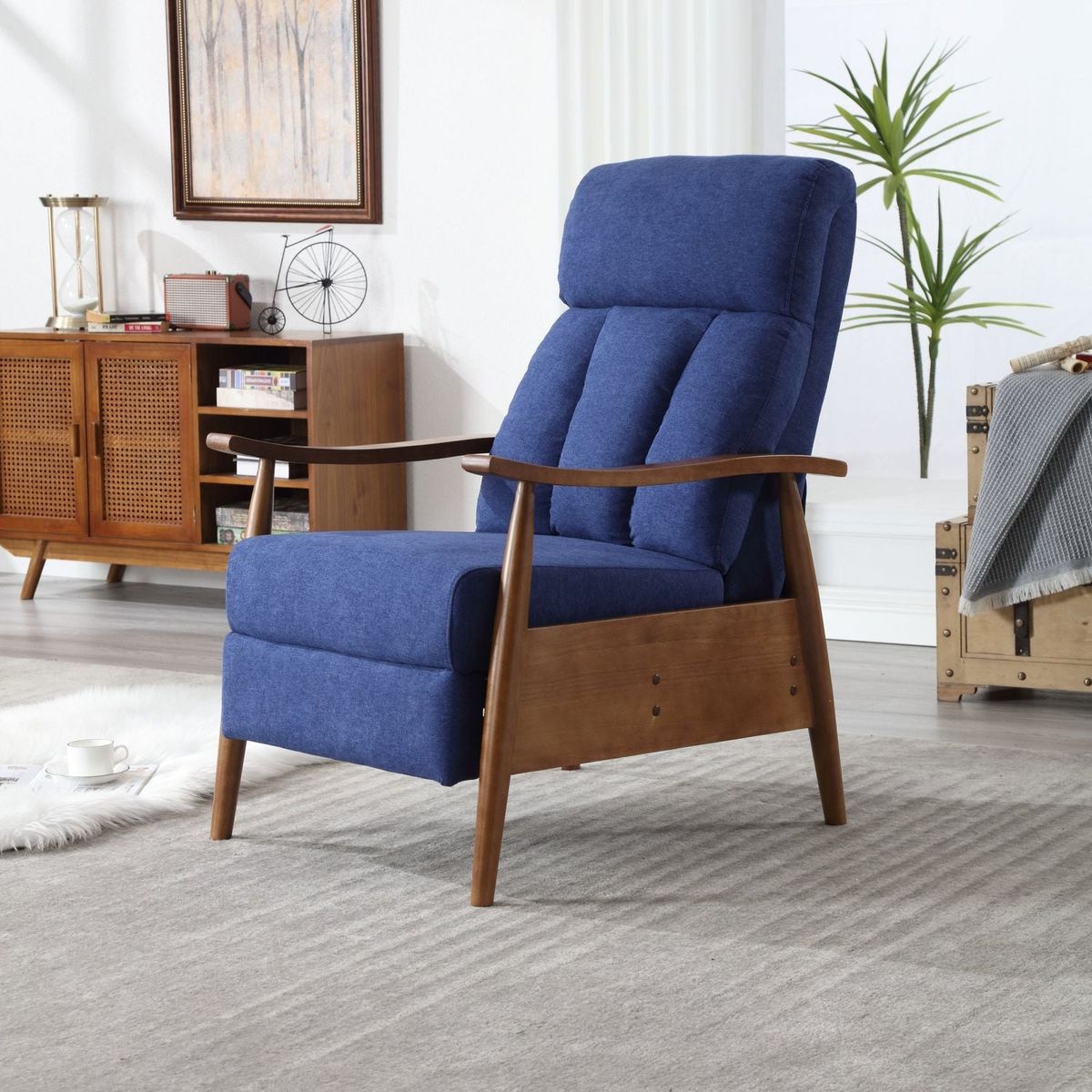 Wood Frame Armchair, Modern Accent Chair Lounge Chair for Living Room