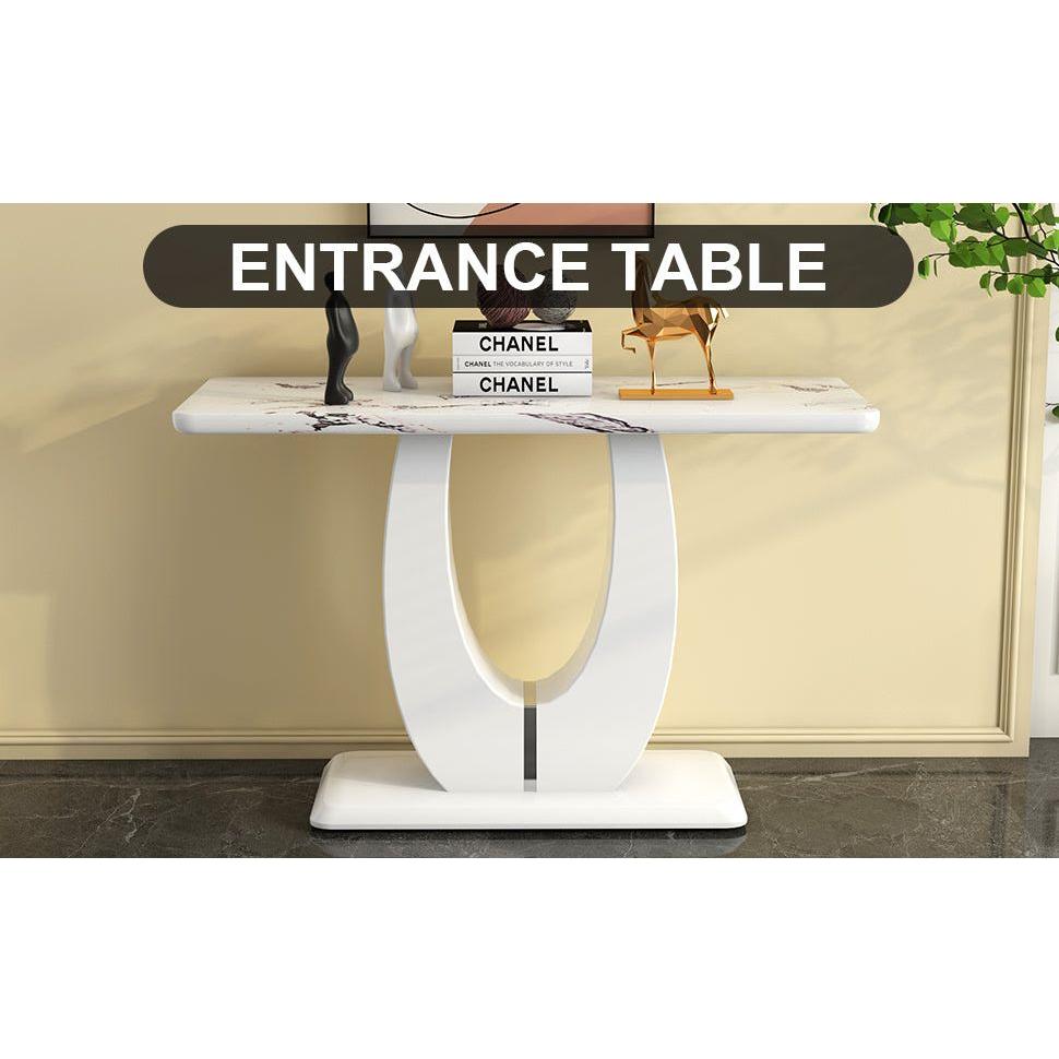 Modern Simple Glossy White Rectangular Counter Bar Table 47.24" x 18.11" x 29.52" For Living Room Bedroom Bedside Entrance House Balcony Office Bathroom.