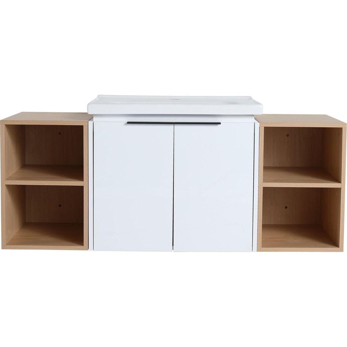 48 Inch Soft Close Doors Bathroom Vanity With Sink, and Two Small Storage Shelves,BVC07448WHLTK