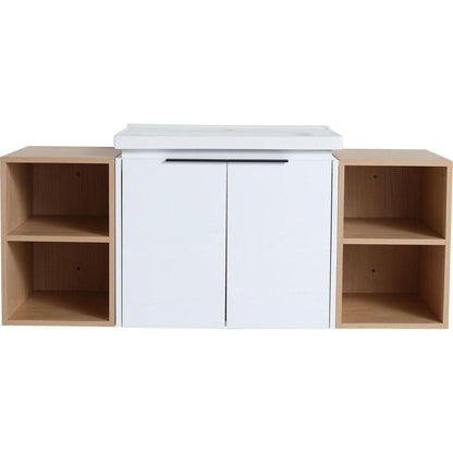 48 Inch Soft Close Doors Bathroom Vanity With Sink, and Two Small Storage Shelves,BVC07448WHLTK