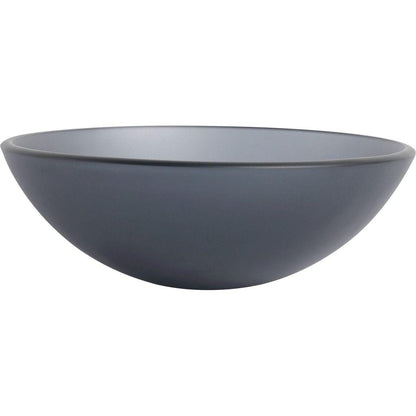 Tempered Glass Matte Bathroom Vessel Sink, Round Bathroom Basin (Tempered Glass Matt Gray)