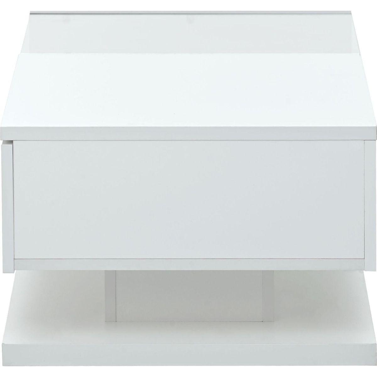 Modern Coffee Table with Tempered Glass, Wooden Cocktail Table with High-gloss UV Surface, Modernist 2-Tier Rectangle Center Table for Living Room, White