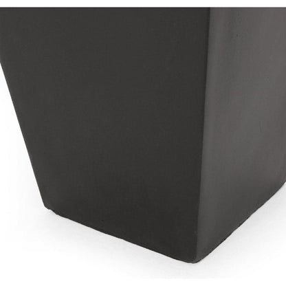 13" Outdoor Modern MGO Small Cast Stone Planter, Black