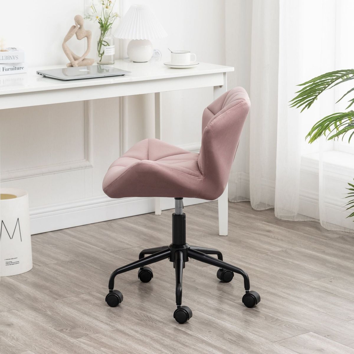 Eldon Diamond Tufted Adjustable Swivel Office Chair, Mauve