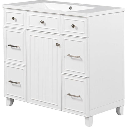 36" Bathroom Vanity Cabinet with Sink Top Combo Set,White,Single Sink,Shaker Cabinet with Soft Closing Door and Drawer