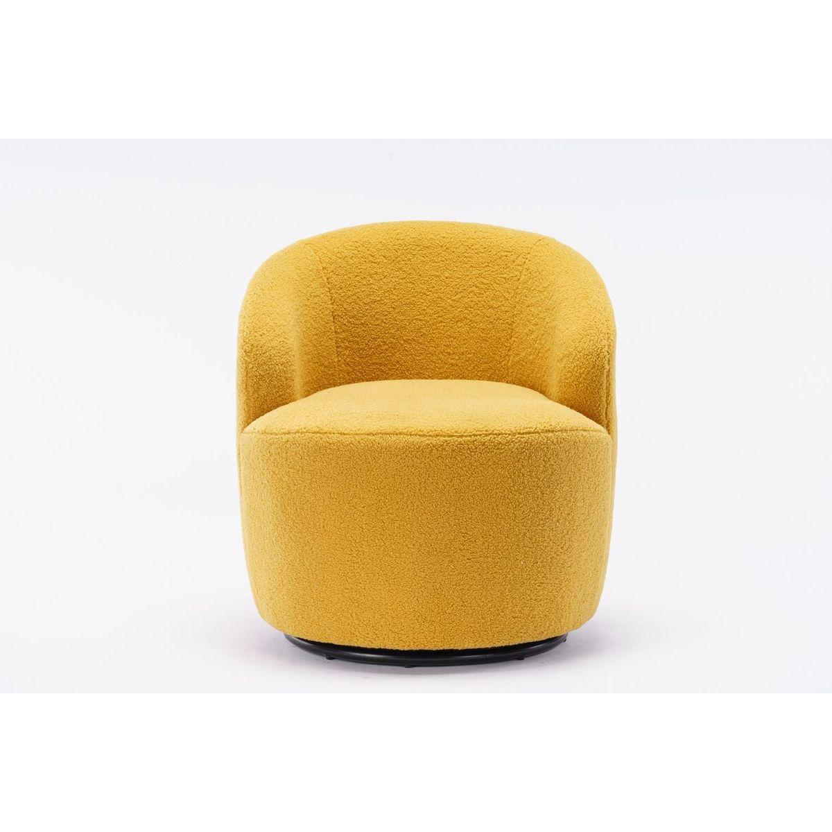 Teddy Fabric Swivel Accent Armchair Barrel Chair With Black Powder Coating Metal Ring,Yellow