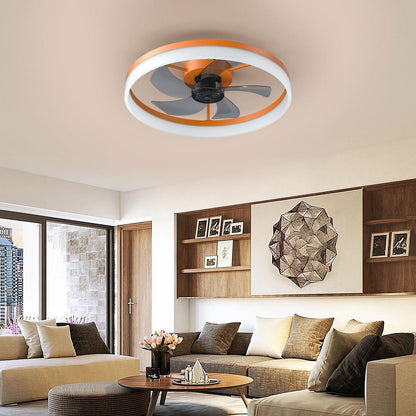 Ceiling Fans with Lights Dimmable LED Embedded installation of thin modern ceiling fans(Orange)