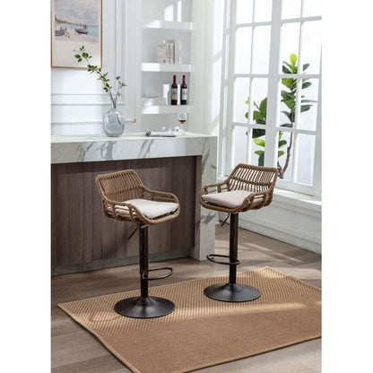 Swivel Bar Stools Set of 2 Adjustable Counter Height Chairs with Footrest for Kitchen, Dining Room 2PC/SET