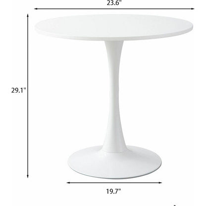 White Round Table, Modern Dining Table, MDF Top and Steel Base Tulip Round Kitchen Table, Mid Century Coffee Table for Living Room 24 Inch