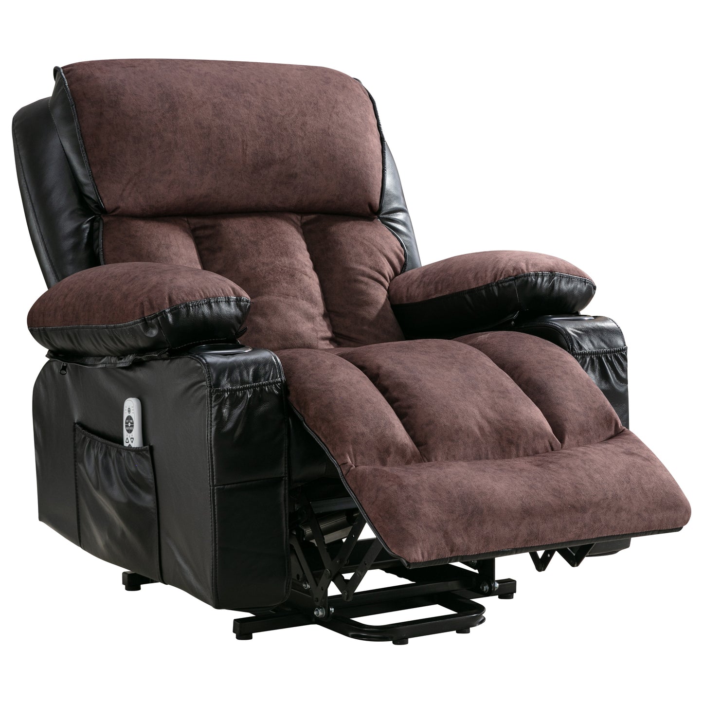 Power Lift Recliner Chair Recliners for Elderly with Heat and Massage Recliner Chair for Living Room with Infinite Position and Side Pocket,USB Charge Port.BLACKBROWN