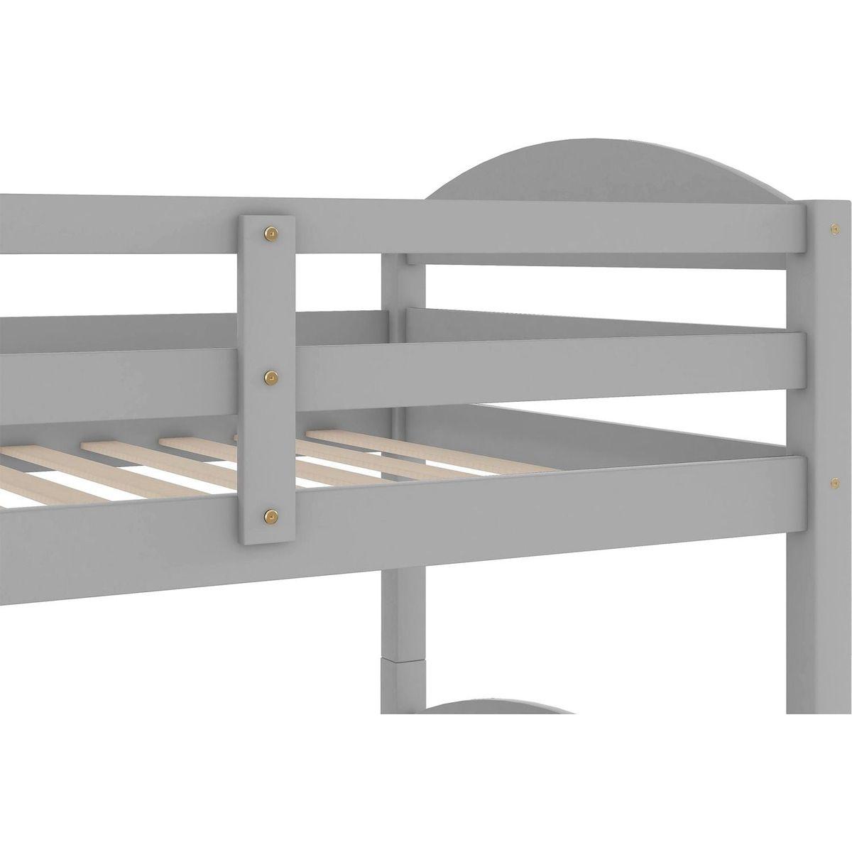 Twin L-Shaped Bunk bed with Trundle-Gray{O