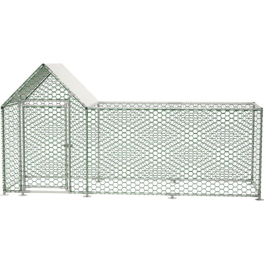 10x3FT Metal Chicken Coop Run Backyard Hen House Poultry Habitat Cage w/Cover