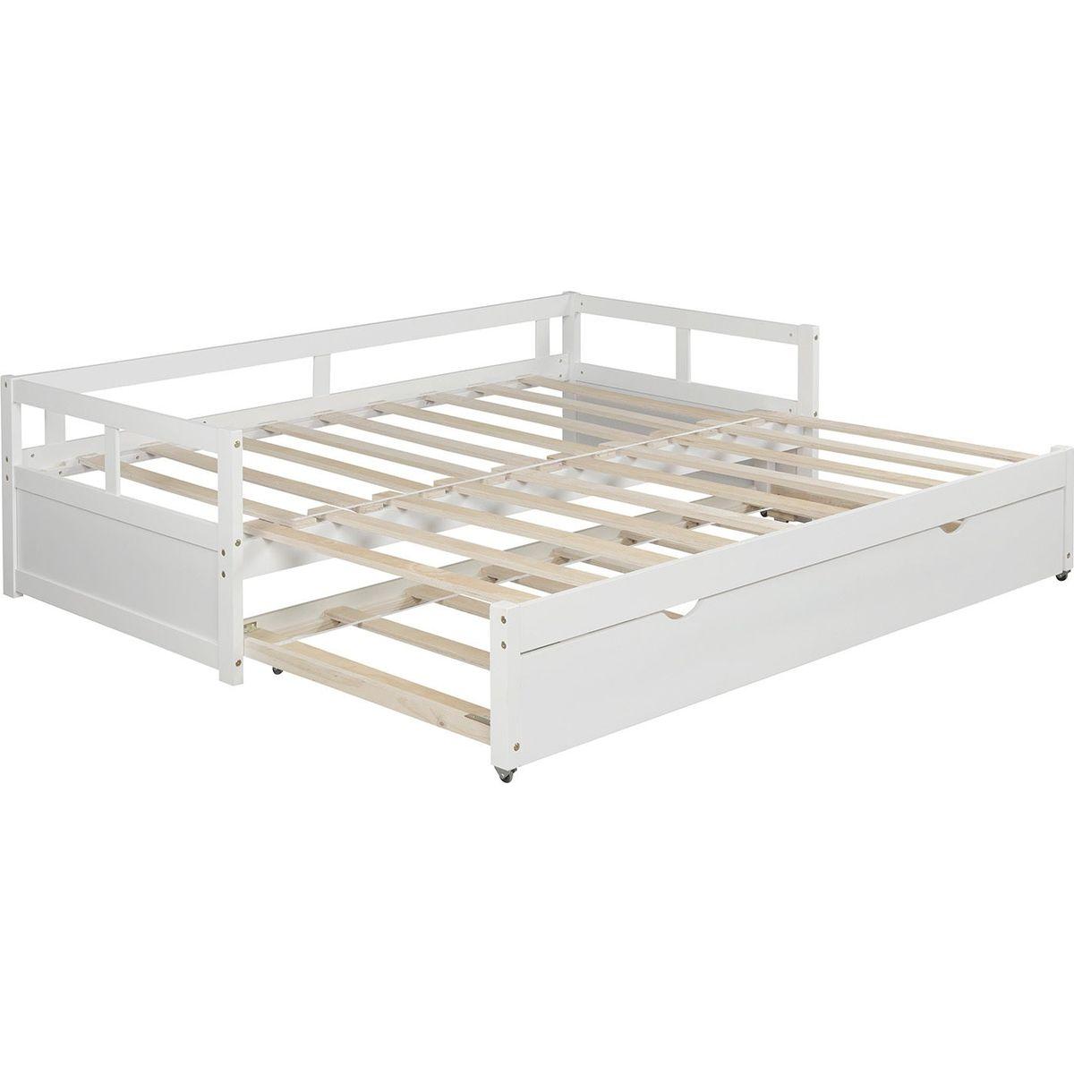 Extending Daybed with Trundle, Wooden Daybed with Trundle, White