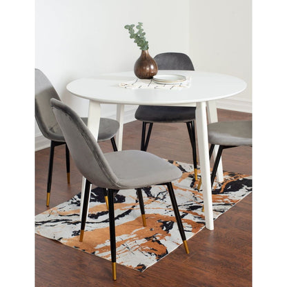 Lassan Contemporary 5-Piece Dining Set, White Round Dining Table with 4 Chairs