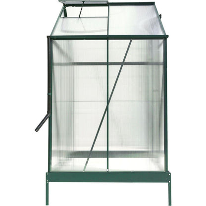 6.3'x4.2'x7' Polycarbonate Greenhouse, Heavy Duty Outdoor Aluminum Walk-in Green House Kit with Rain Gutter, Vent and Door for Backyard Garden, color green