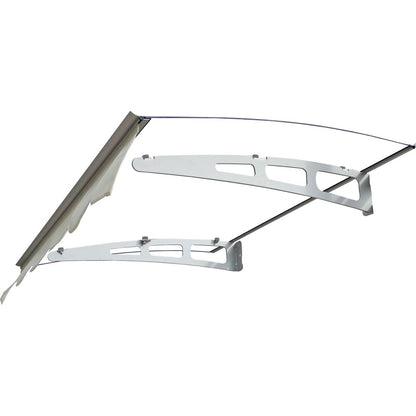 GarLUGH DA4734C Series Door Window Awning Made of 0.137 Inch Thick Crystal Solid Polycarbonate Sheet and Aluminum Alloy with Valance in size of 47" Wide x 34" Deep for Masonry Concrete Wall