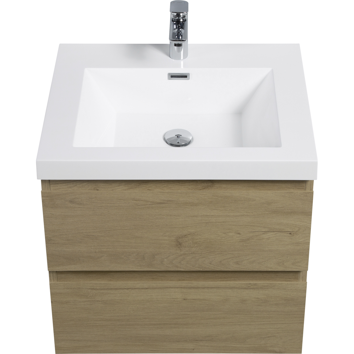 24" Floating Bathroom Vanity with Sink, Modern Wall-Mounted Bathroom Storage Vanity Cabinet with Resin Top Basin and Soft Close Drawers, Natural Oak