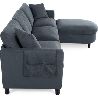 107.87'Sectional Sofa Couch With 1 Ottoman,Seat Cushion and Back Cushion Removable