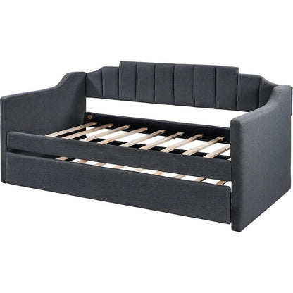 Upholstered Twin Daybed with Trundle,Black