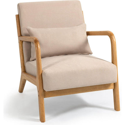 Leisure Chair with Solid Wood Armrest and Feet, Mid-Century Modern Accent Sofa,1 seat