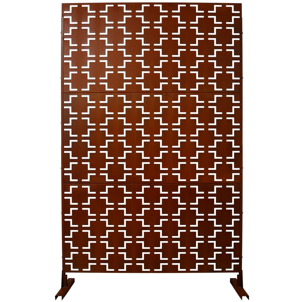 Outdoor & Indoor Privacy Screen Metal Privacy Screen 76' H×48' W, Freestanding Decorative Privacy Screen for Deck Balcony Patio, Rust Red Steel