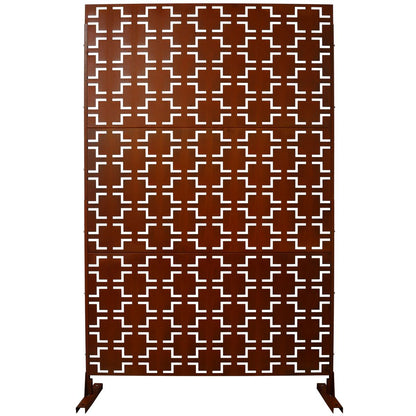 Outdoor & Indoor Privacy Screen Metal Privacy Screen 76' H×48' W, Freestanding Decorative Privacy Screen for Deck Balcony Patio, Rust Red Steel