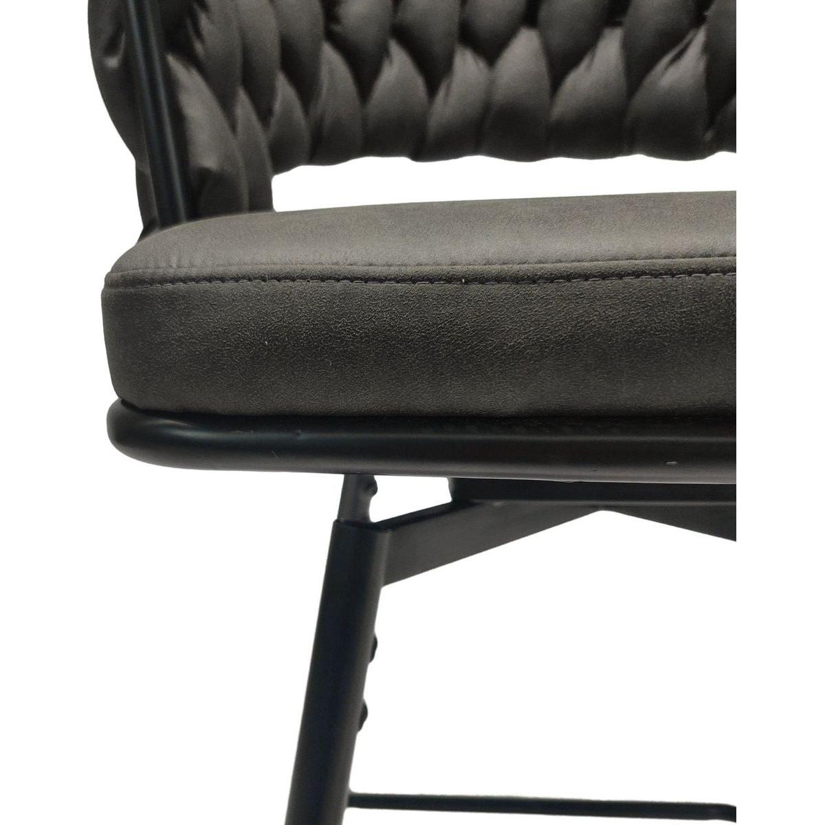 Technical Leather Woven Bar Stool Set of 2,Black legs Barstools No Adjustable Kitchen Island Chairs,360 Swivel Bar Stools Upholstered Counter Stool Arm Chairs with Back Footrest, (Tan)