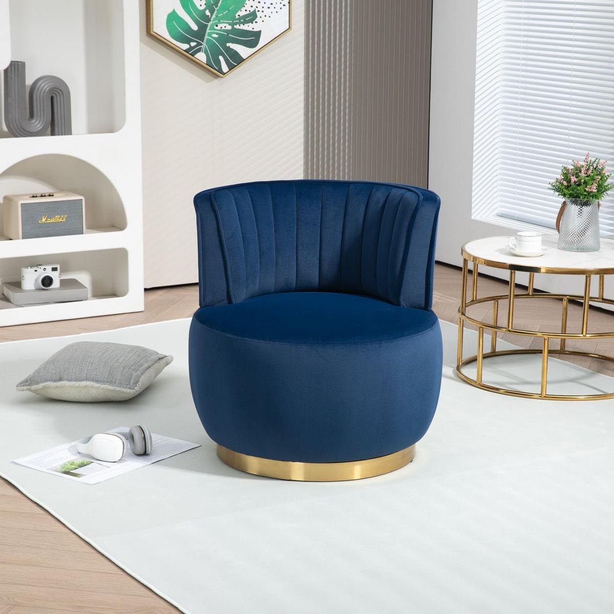 360 Degree Swivel Cuddle Barrel Accent Sofa Chairs, Round Armchairs with Wide Upholstered, Fluffy Velvet Fabric Chair for Living Room, Bedroom, Office, Waiting Rooms