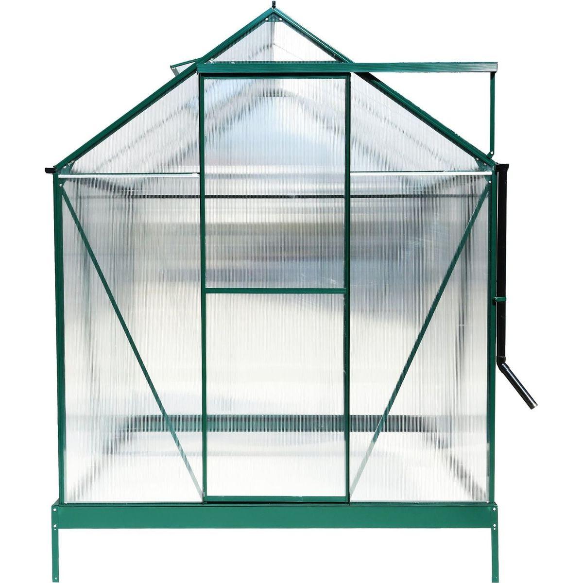 6.3'x6.2'x7' Polycarbonate Greenhouse, Heavy Duty Outdoor Aluminum Walk-in Green House Kit with Rain Gutter, Vent and Door for Backyard Garden, color green