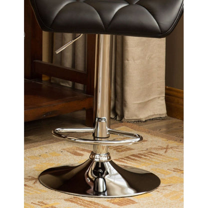 Glasgow Contemporary Tufted Adjustable Height Hidraulic Bar Stools, Set of 2, Black - Streamdale Furniture