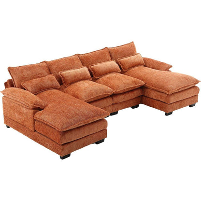 Modern Large chenille Fabric U-Shape Sectional Sofa
