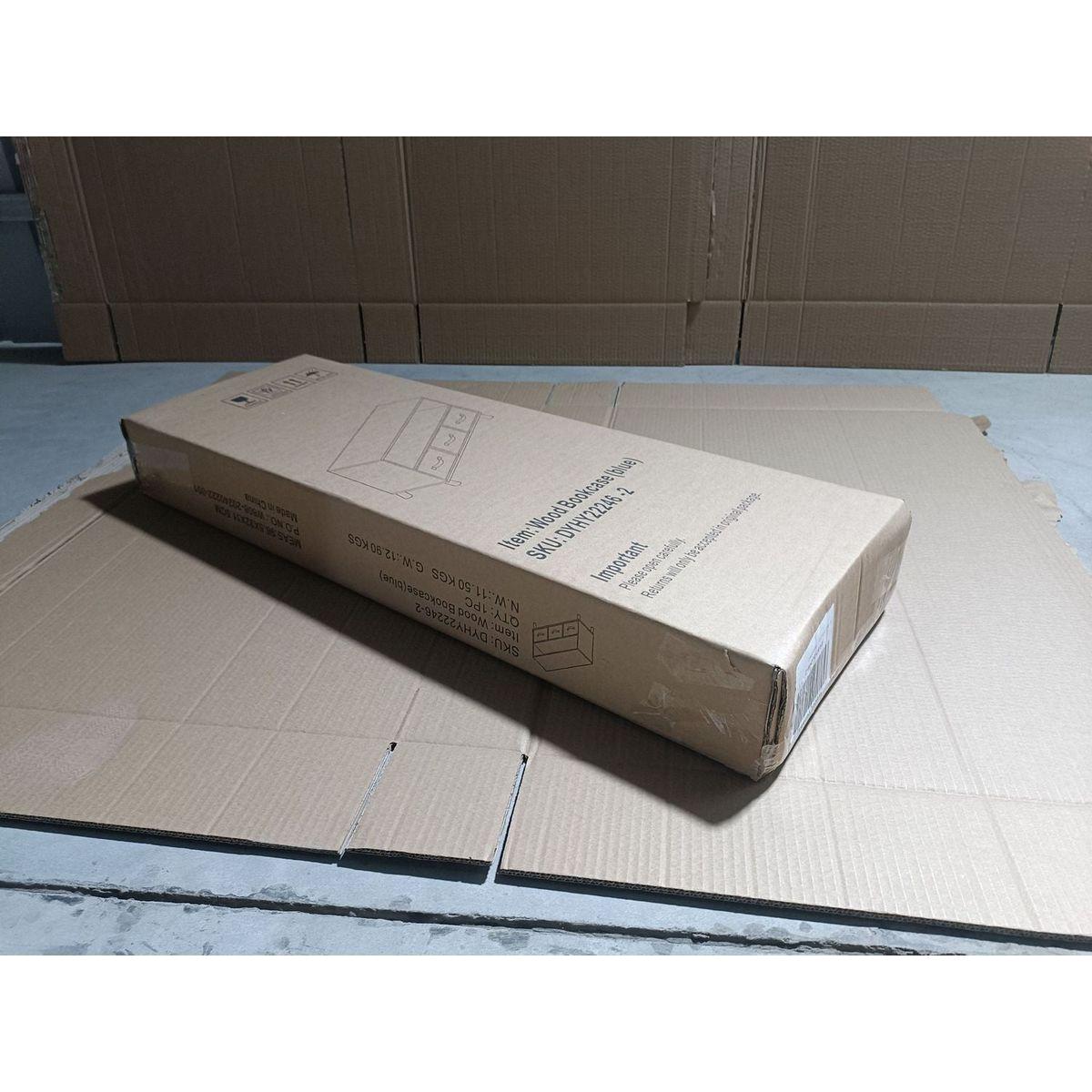 Kids bookcase with Collapsible Fabric Drawers, Children's Book Display, Toy Storage Cabinet Organizer, White/Blue