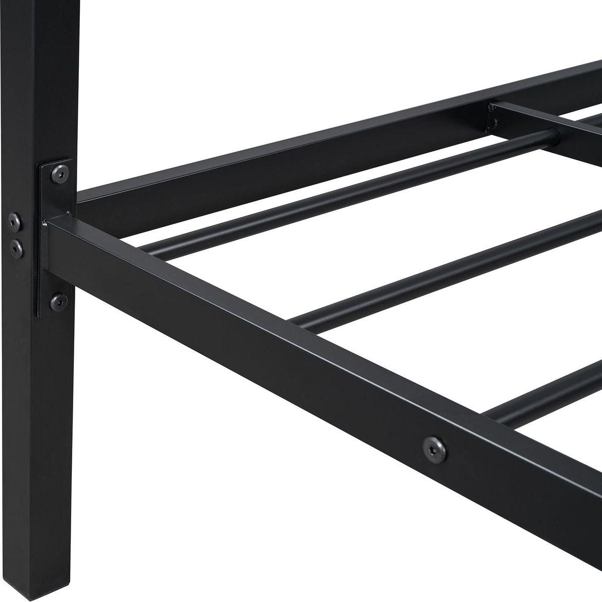 Twin Size Metal Platform Bed with two drawers,House-Shaped Headboard Design, Black