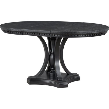 Retro 5-piece Dining Set Extendable Round Table and 4 Chairs for Kitchen Dining Room (BLACK OAK)