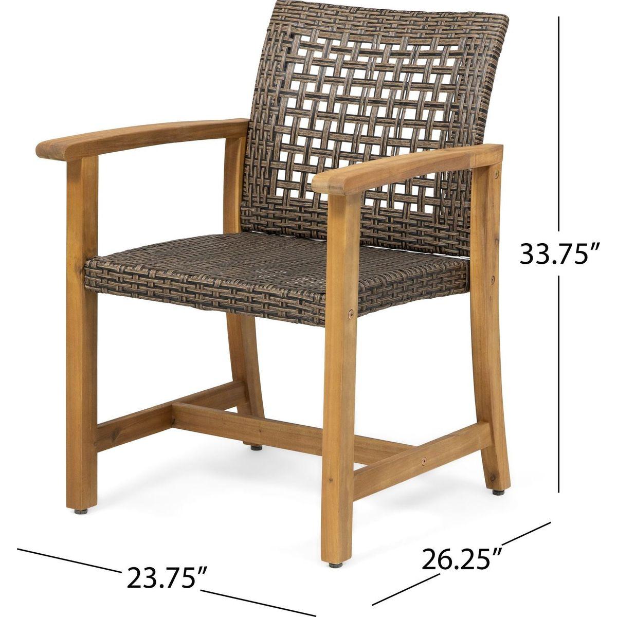 HAMPTON WOOD AND WICKER DINING CHAIR(SET OF 2 )