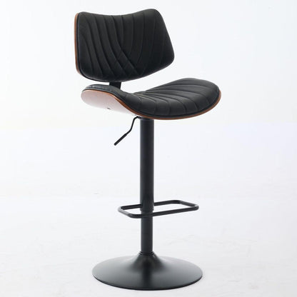 Walnut Bentwood Bar Stools Mid Century Modern Adjustable Counter Height Black Leather Upholstered 360Swivel Bar Chairs for Kitchen Island/Dining Room/Cafe, 1 chair/1carton,Black