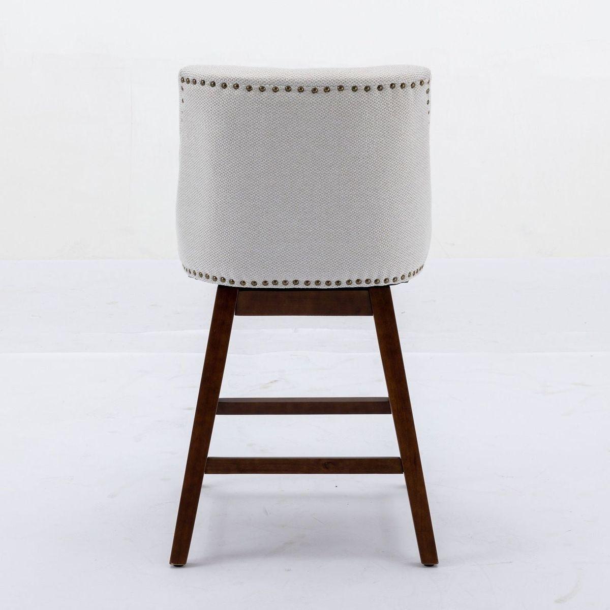 Counter Height Swivel Barstools, 26" H Seat Height Upholstered Bar Stools Set of 2, Fabric in Ivory - Streamdale Furniture