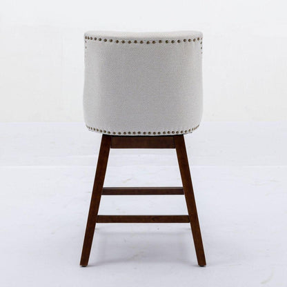 Counter Height Swivel Barstools, 26" H Seat Height Upholstered Bar Stools Set of 2, Fabric in Ivory - Streamdale Furniture