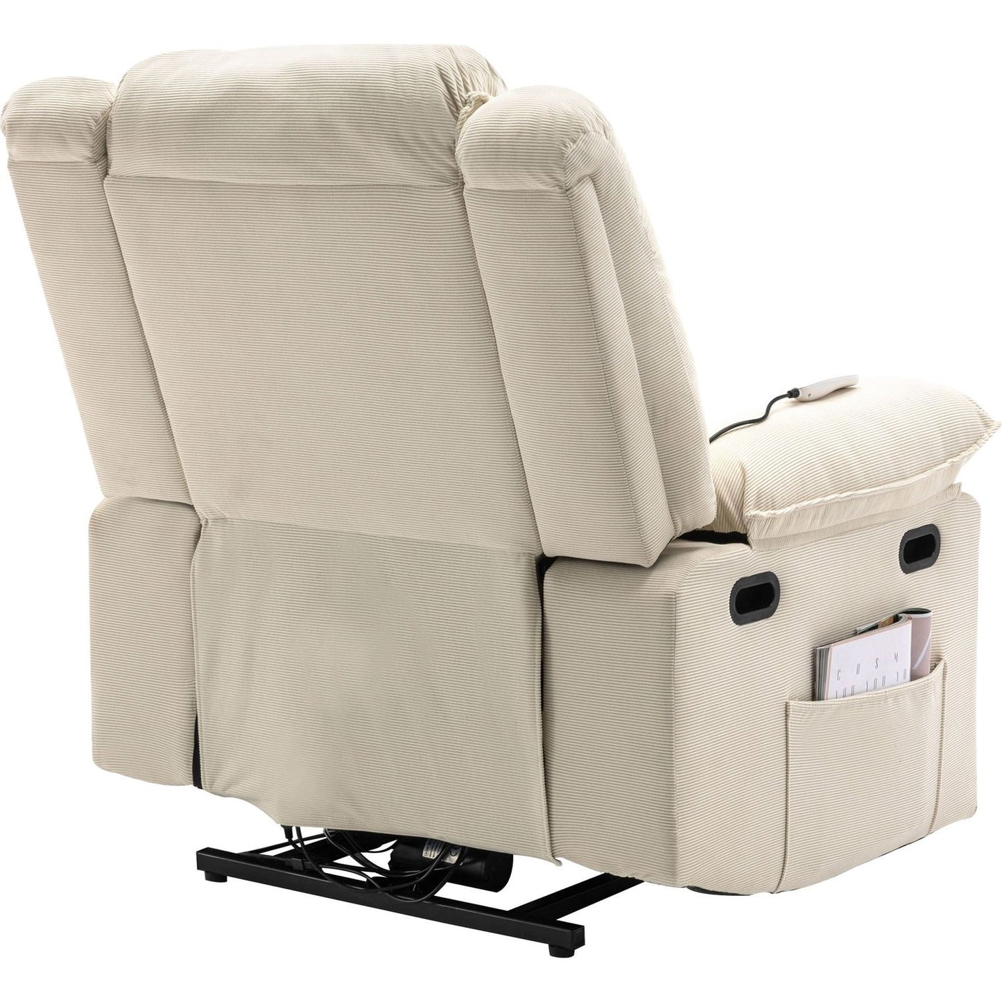 Massage Recliner,Power Lift Chair for Elderly with Adjustable Massage and Heating Function,Recliner Chair with Infinite Position and Side Pocket for Living Room, Beige