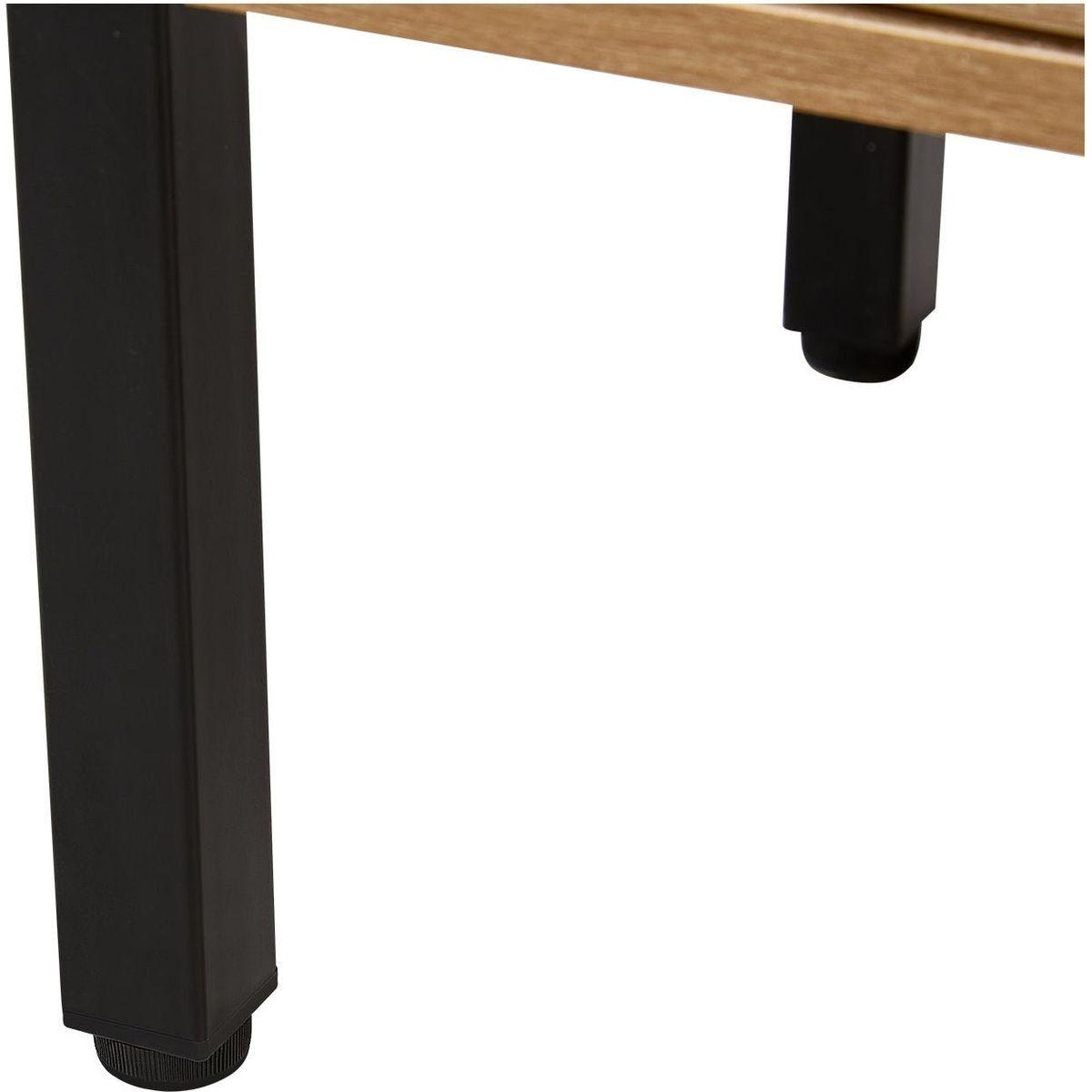 40.16" Rattan Coffee table, sliding door for storage, metal legs, Modern table for living room, natural