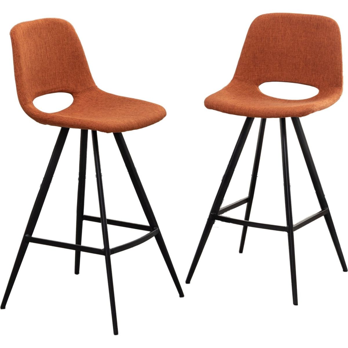 Porth Fabric Kitchen 28.25" Counter Height Stools, Set of 2, Orange