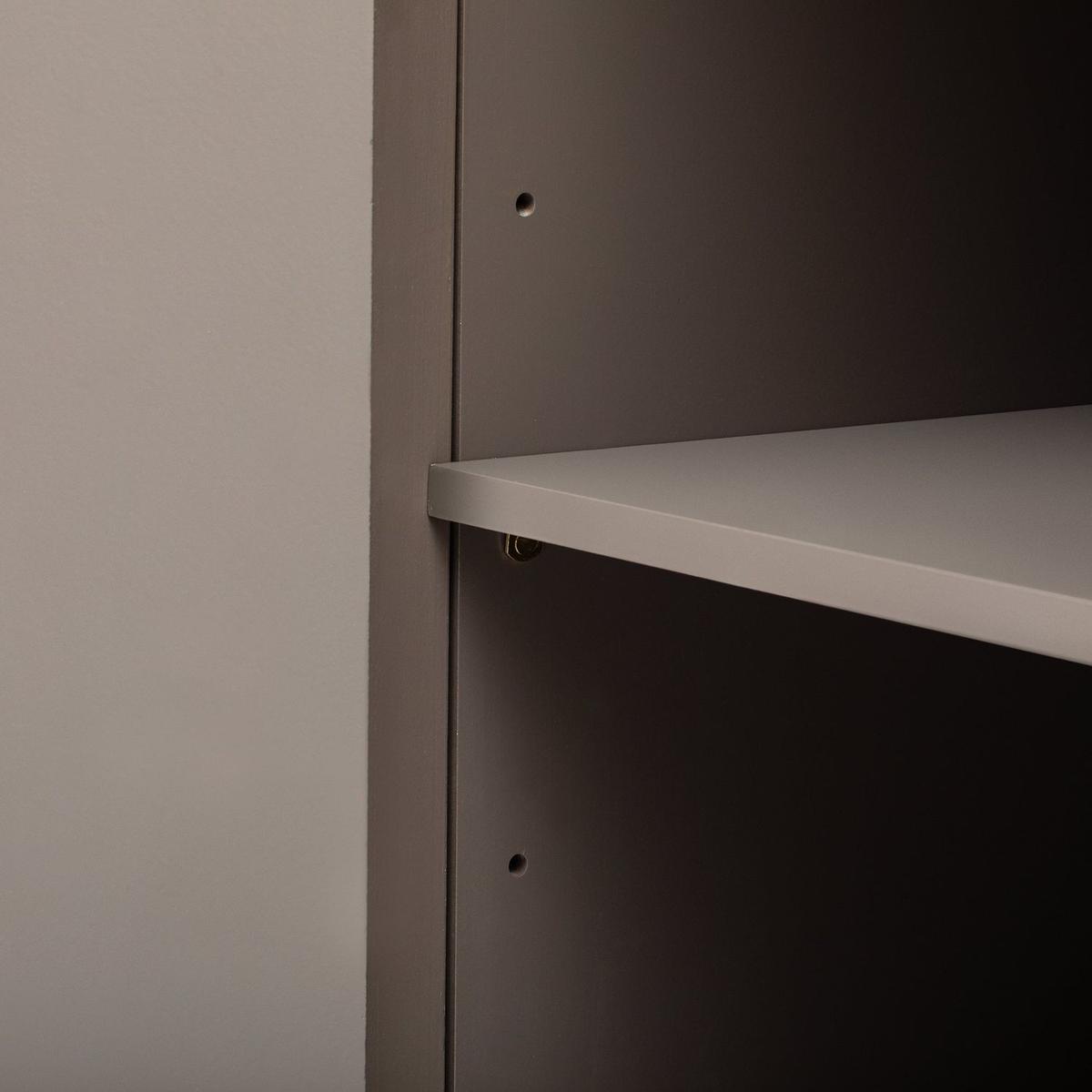 Vertical Striped Door Storage Cabinet with Metal Handles, Adjustable, Suitable for Study, Entryway and Living Room