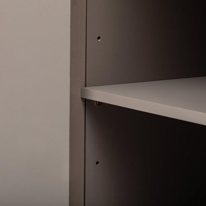 Vertical Striped Door Storage Cabinet with Metal Handles, Adjustable, Suitable for Study, Entryway and Living Room