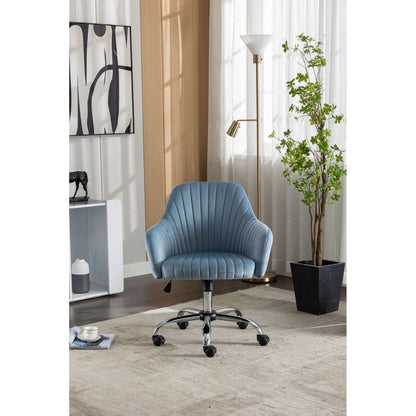 New -Modern home office leisure chair with adjustable velvet height and adjustable casters (LIGHTBLUE)